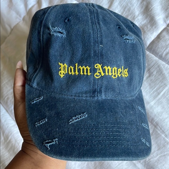 Palm Angels Navy Cap with Yellow Logo - Picture 1 of 5